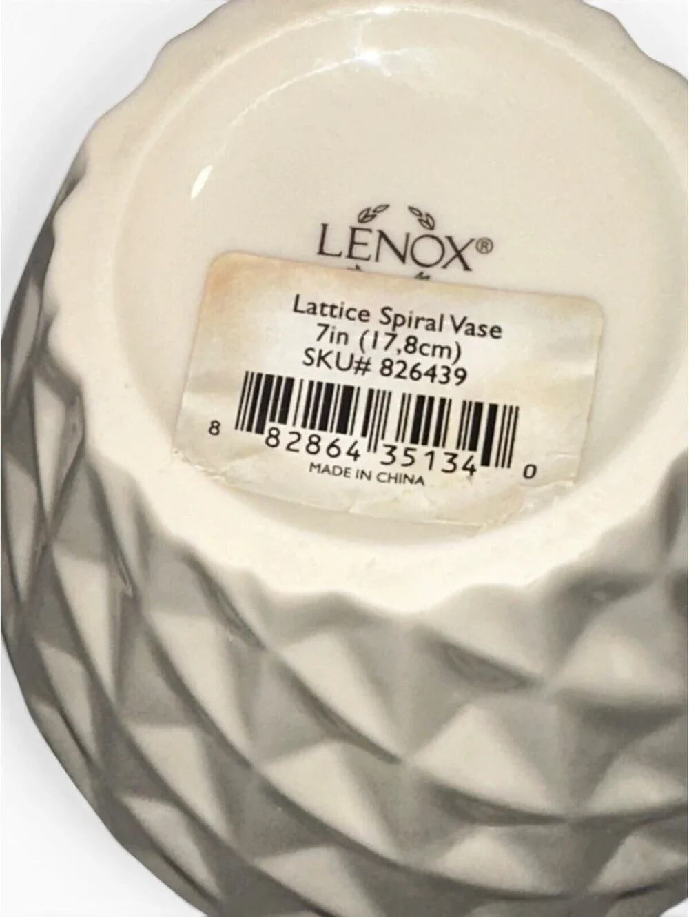 Vintage Lenox Ivory Lattice Spiral Swirl Vase with 24K Gold Rim 7
